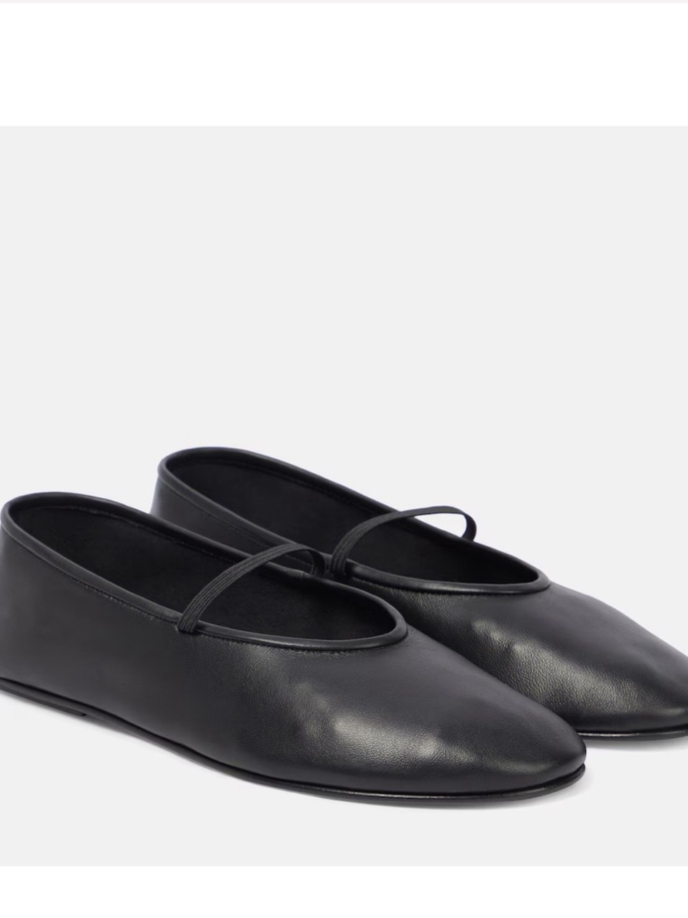 The Row Black Leather Ballet Flats with Slim Strap - Picture 1 of 2